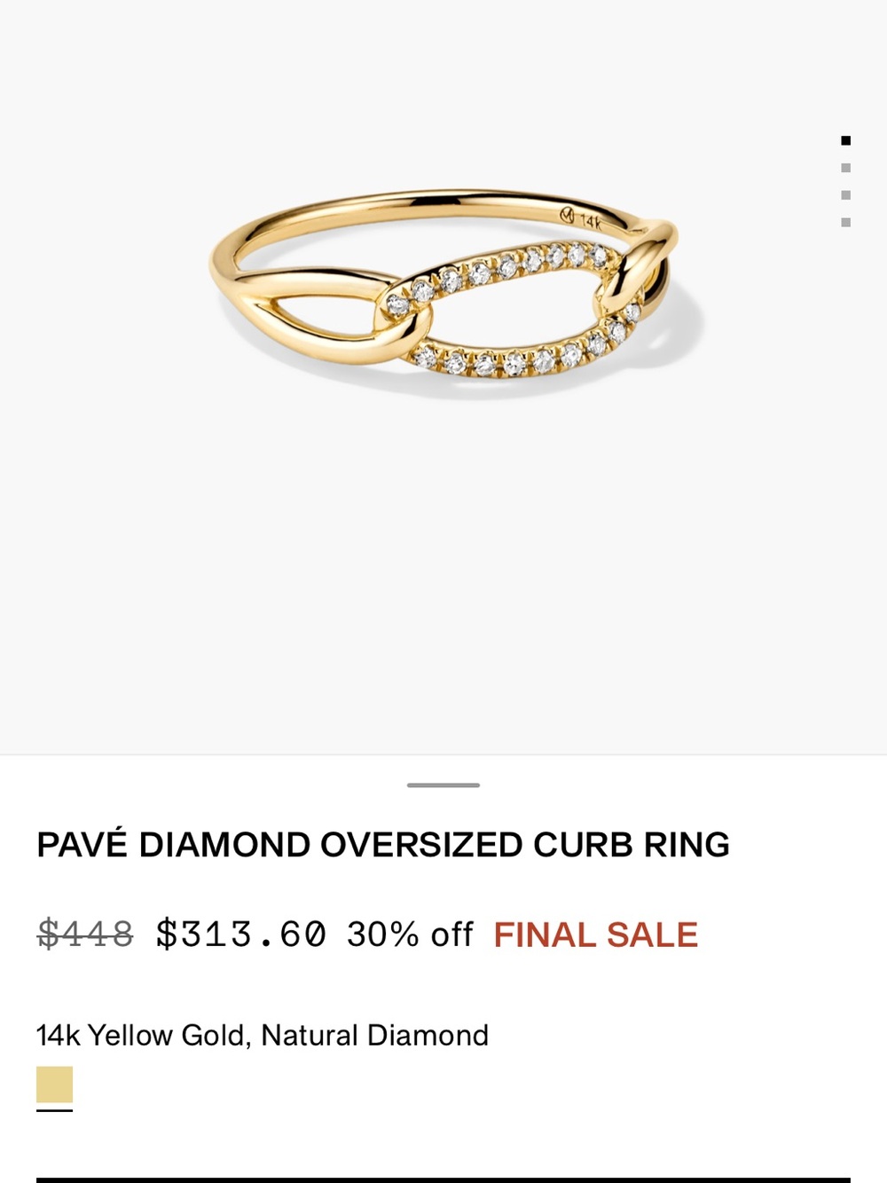Pavé Diamond 14k Oversized Curb Ring - Yellow Gold